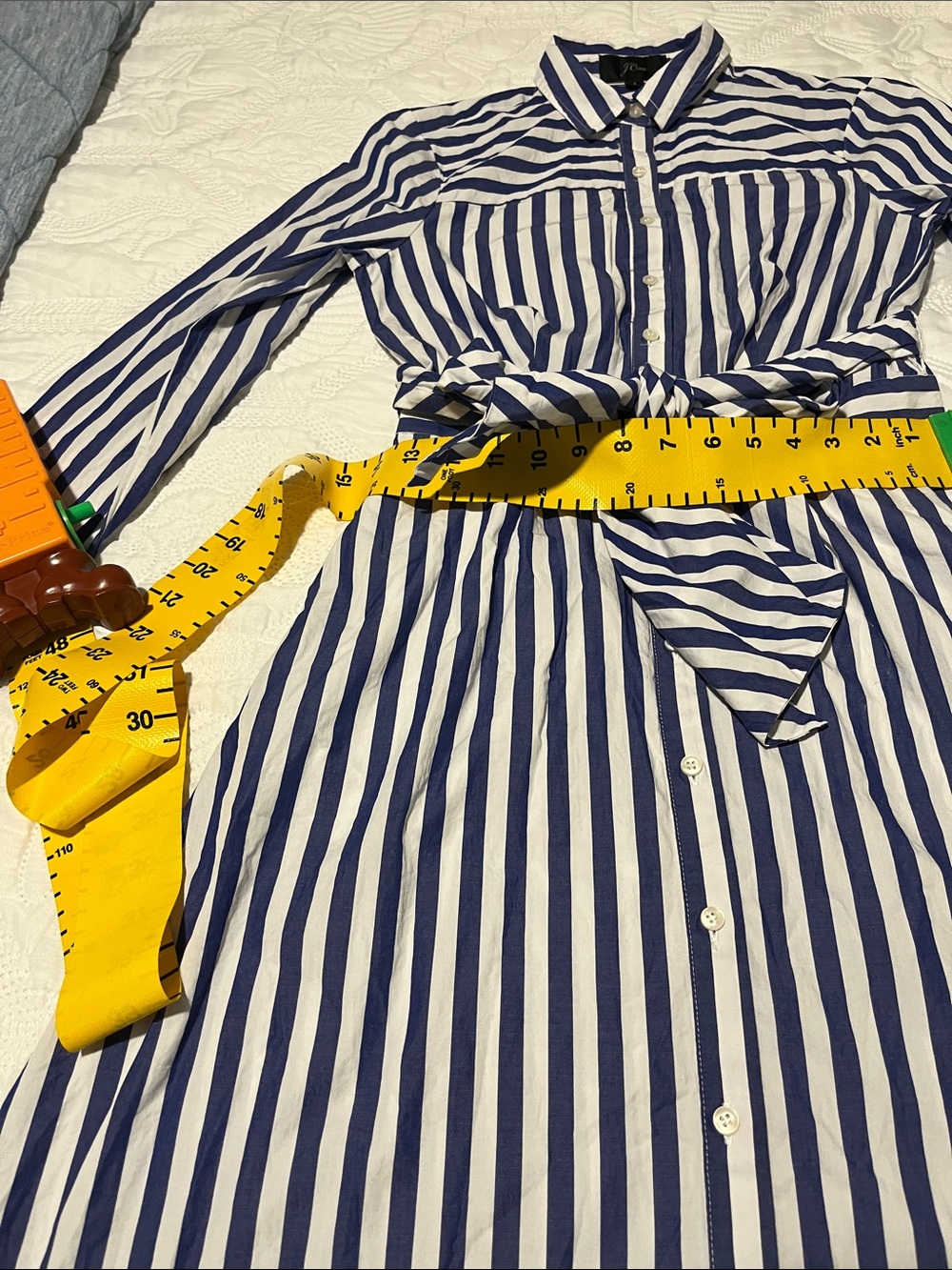 J. Crew Purple and White Striped Long-Sleeve Shirt Dress - Picture 5 of 16